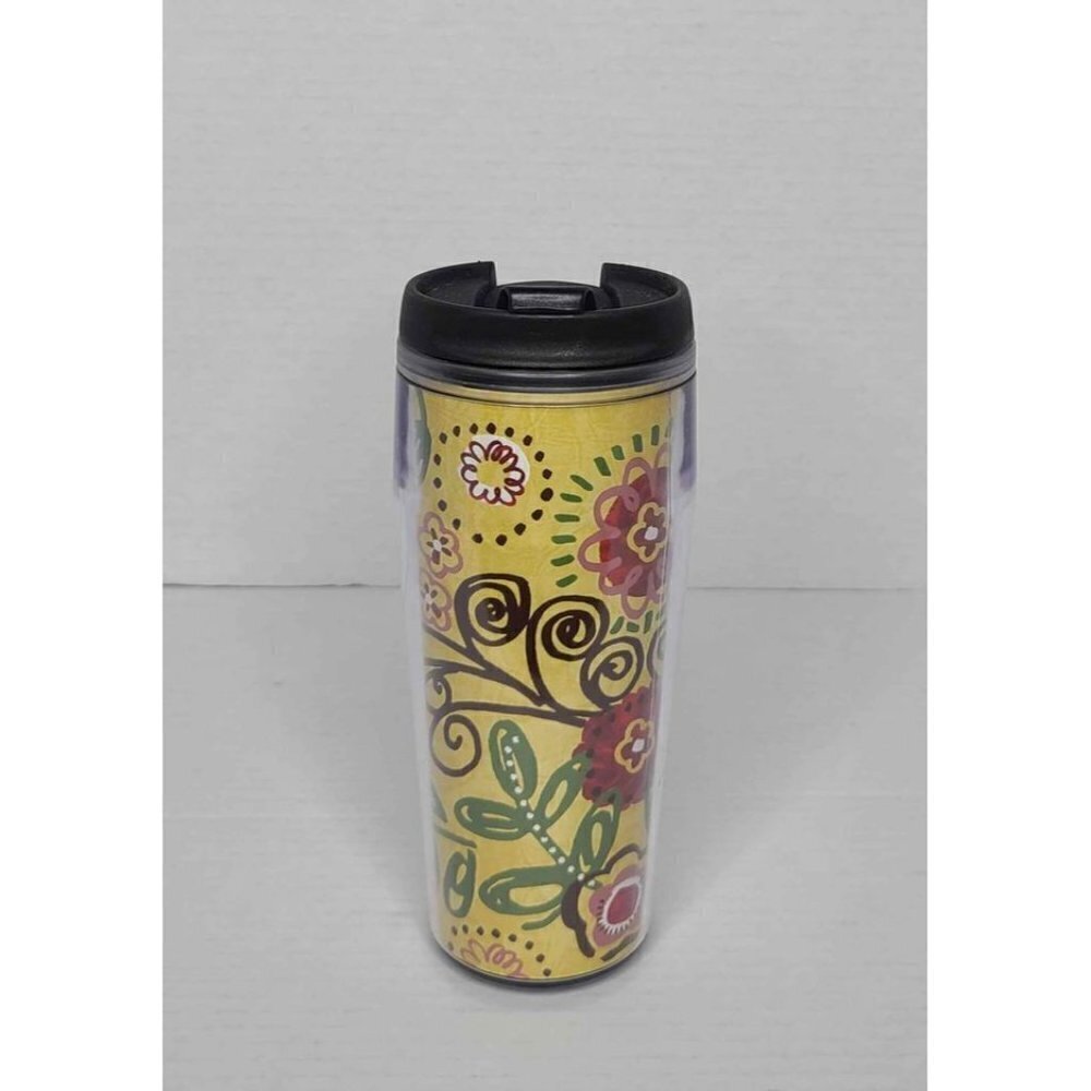 Starbucks 2005 Travel Tumbler Swirl Floral Design